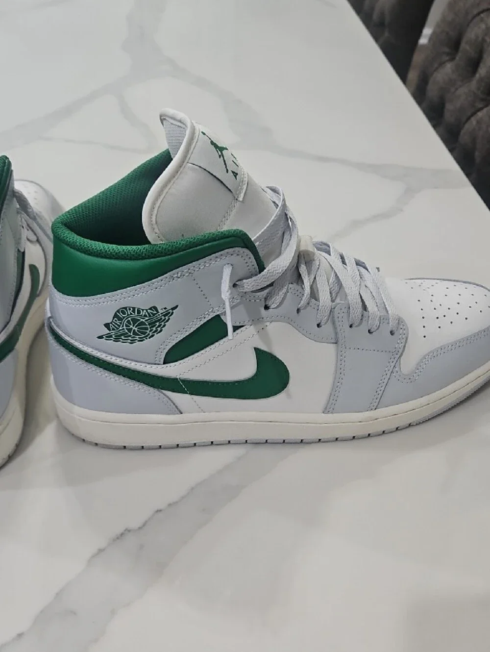 Jordan High-Top Sneakers in White and Green
